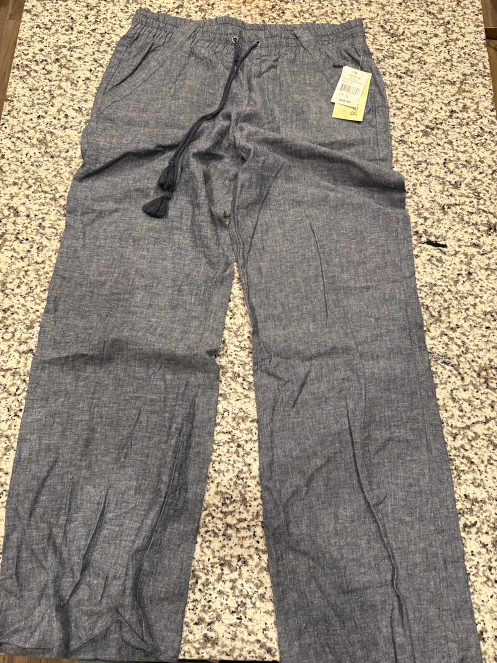 Women’s  Drawstring Linen-Blend Pants - Blue